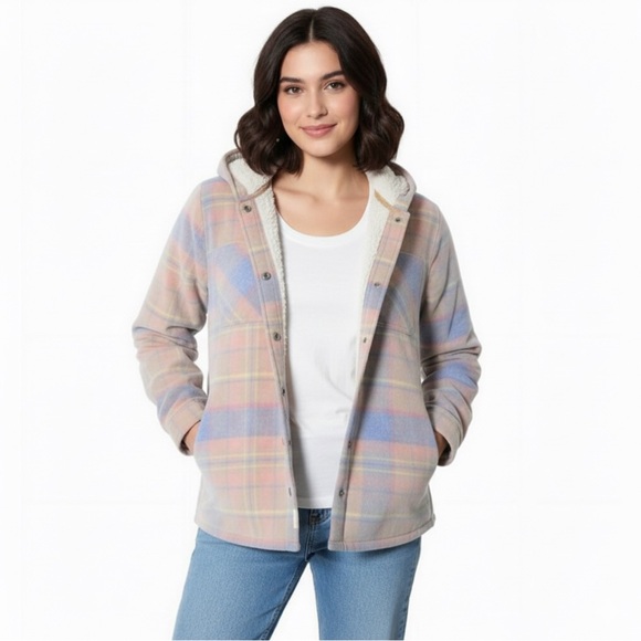 Soho Threads Pastel Corduroy Hooded Shirt Jacket Shacket Size Large - Picture 2 of 12